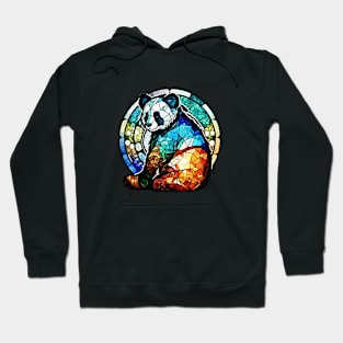 Panda Animal Portrait Stained Glass Wildlife Outdoors Adventure Hoodie